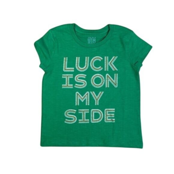 Gymboree Girls T-Shirt Size 5-6 NWT Green "Luck Is On My Side" St. Patrick’s Day - Picture 1 of 4